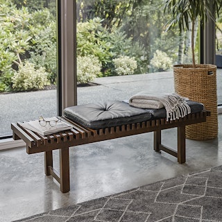 Ripa 59" Leather Bench - Oxford Black