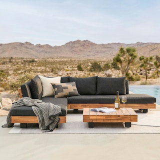 Lubek 100.5" Outdoor Low Corner Sectional Set - Slate Gray