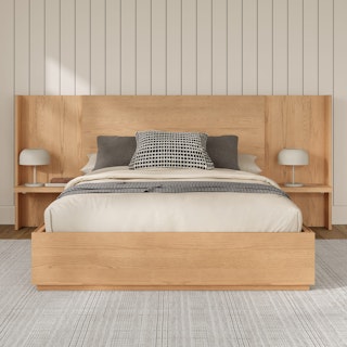 Leif Queen Storage Bed with Nightstands Set - White Oak